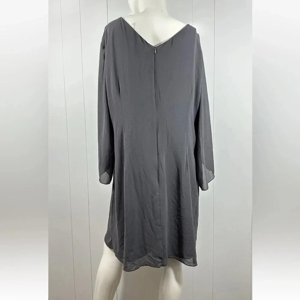 NWT Grace Karin Womens Gray Chiffon Split Sleeve Cocktail Dress Size 3XL - Picture 4 of 7
